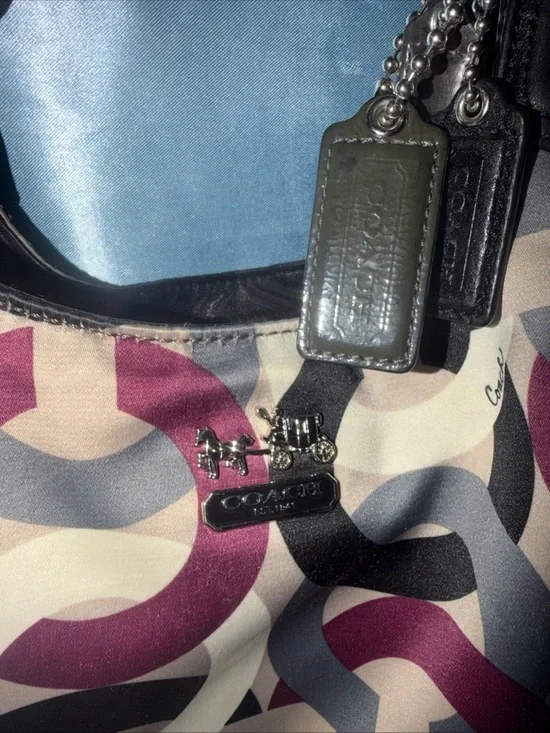 Vintage COACH MAGGIE OP ART HOBO PURPLE CHAINLINK SATCHEL HANDBAG  F0967-14420 - Picture 5 of 10